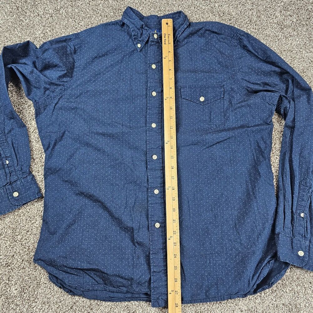 Ralph Lauren Shirt Mens Large Blue Polka Dot Long Sleeve Classic Fit Indigo - Picture 9 of 11